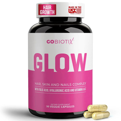 GOBIOTIX Hair Skin and Nails Vitamin Supplement - 10000mcg Biotin Pills with Hyaluronic Acid, Folate, Iron, Magnesium, and Zinc GOBIOTIX