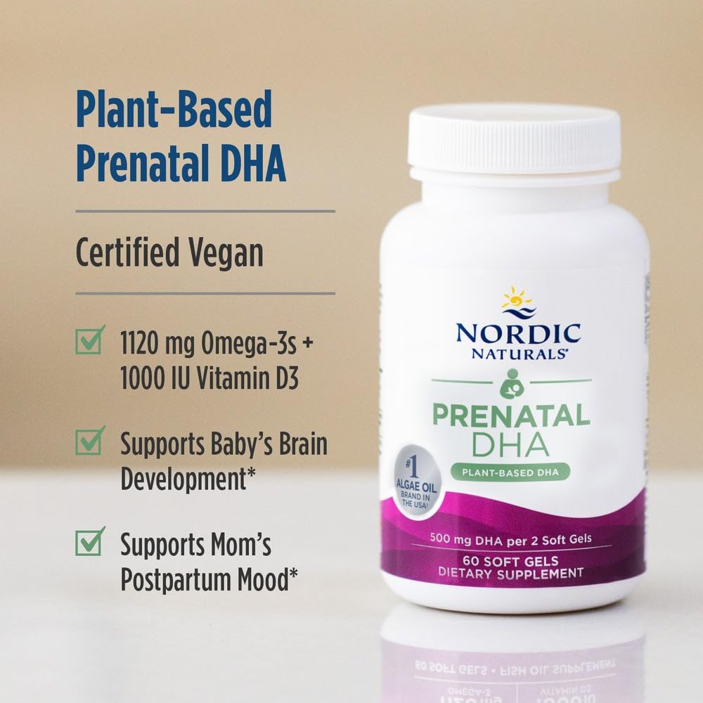 Nordic Naturals Vegan Prenatal DHA, Unflavored - 60 Soft Gels - 500 mg Plant-Based DHA - Supports Brain Development in Babies & Healthy Pregnancy - Non-GMO - 30 Servings Nordic NaturalsBuy Supplements Australia