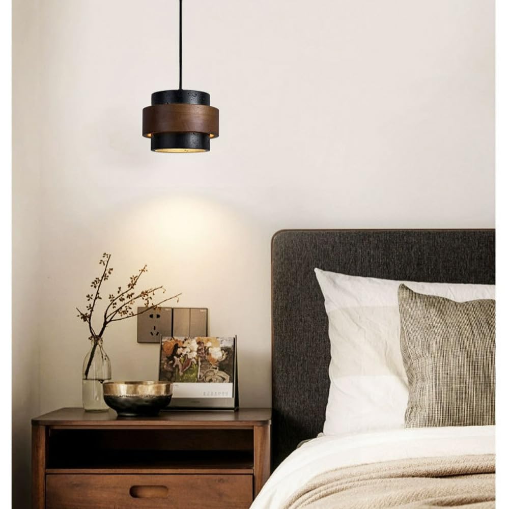 JIANGXMF Nordic Natural Travertine Pendant Light Wabi-sabi Stone Chandelier Retro Industry Hanging Ceiling Lamp for Bedroom Bedside Study Dining Table Lighting (Black) JIANGXMFBuy Supplements Australia
