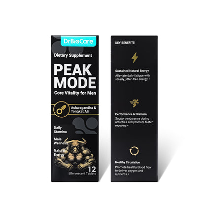 DrBioCare Peak Mode Core Vitality for Men 7-in-1 Effervescent Tablets | Tongkat Ali, Maca & L-Arginine，Ashwagandha, | Boost Stamina, Drive & Blood Flow for Good Performance | Berry Flavor 12 Tablets DrBioCareBuy Supplements Australia