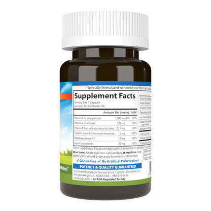 Carlson - Blood Nutrients, 28 mg Iron, Blood Development, Iron Absorption & Optimal Wellness, 40 Capsules CarlsonBuy Supplements Australia
