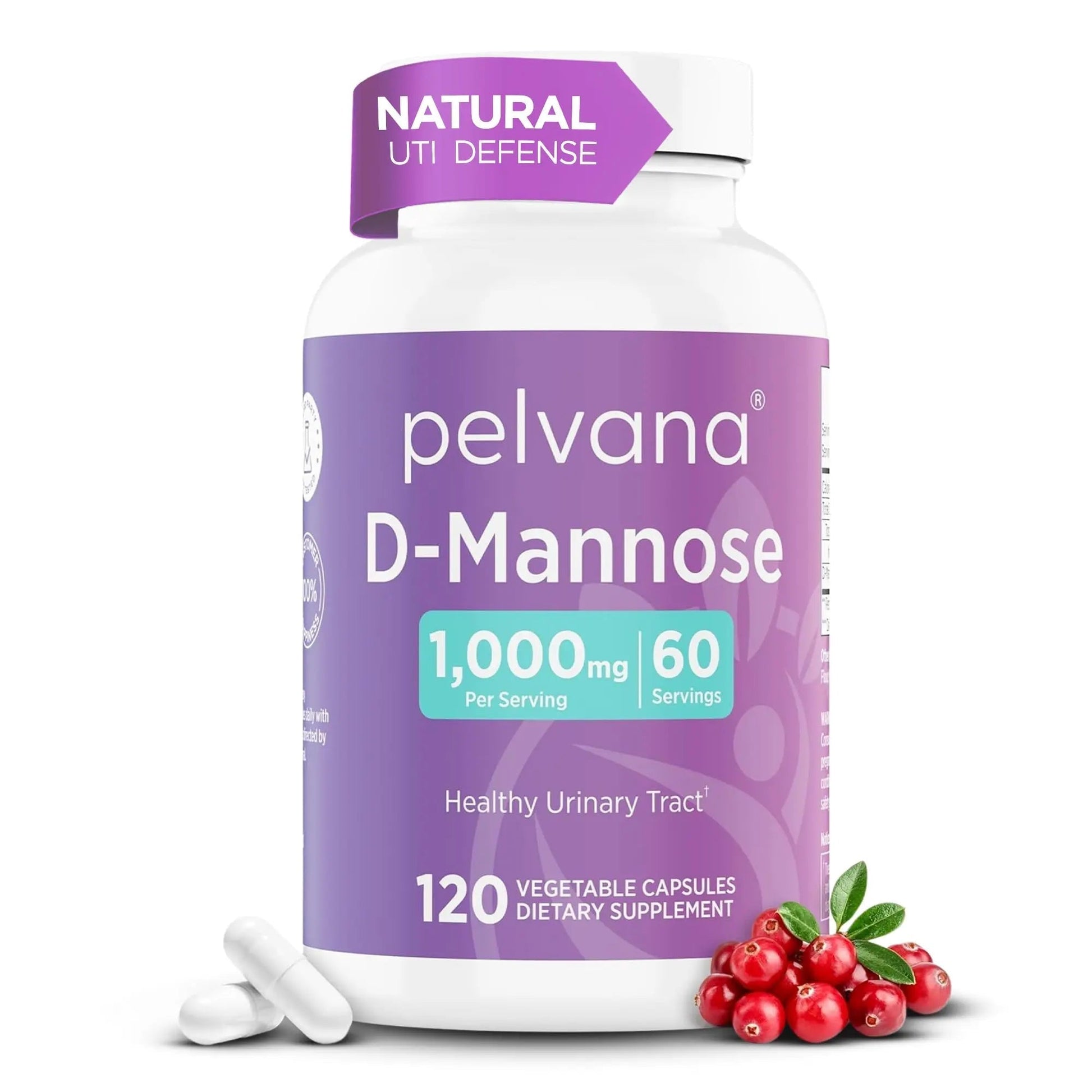 Pelvana D-Mannose 120 Capsules (500mg Each) – 1000mg per Serving – Assists & Maintains Healthy Urinary Tract, Flushes Impurities, Pure Ingredients, Gluten-Free – Third-Party Lab Tested, Made in USA PelvanaBuy Supplements Australia
