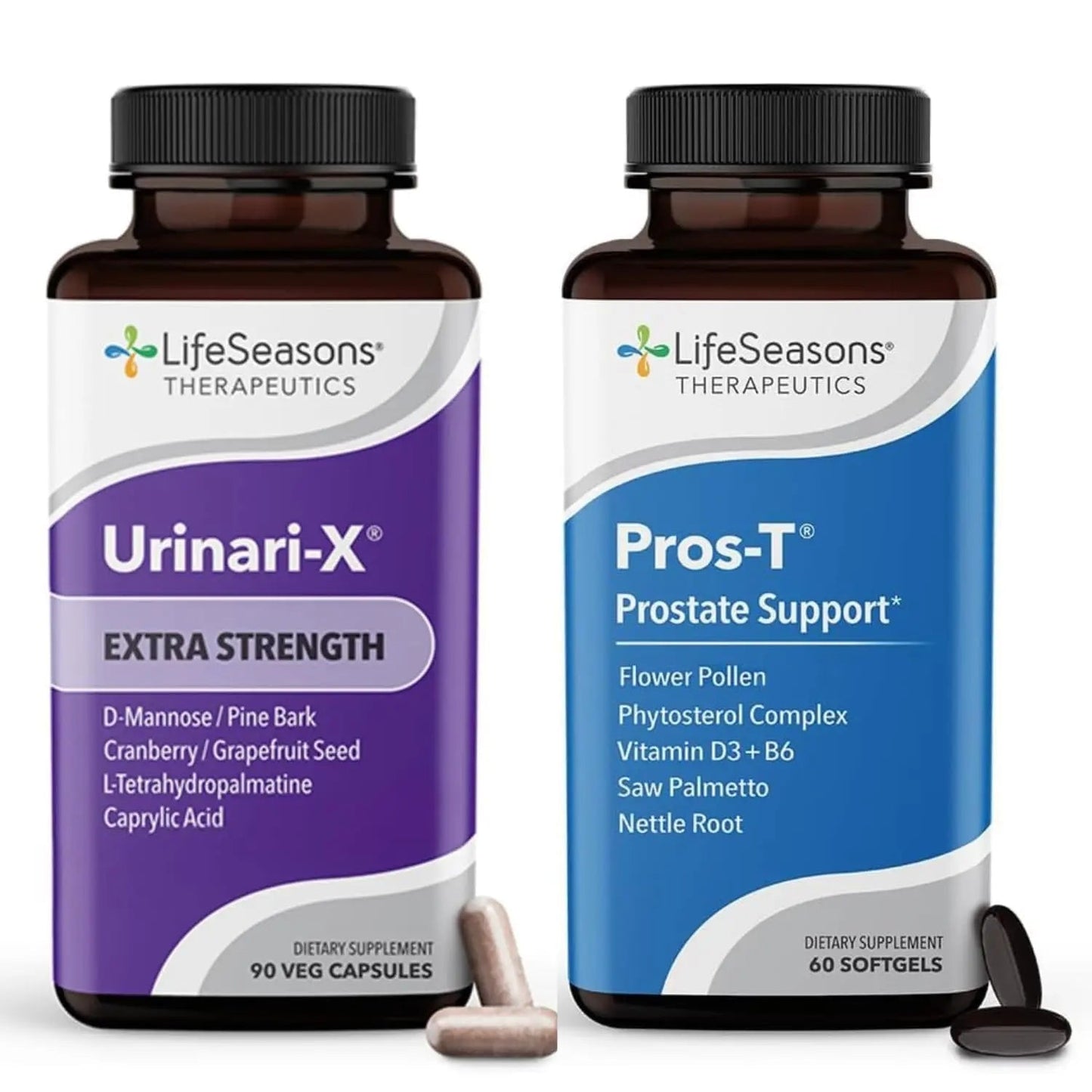 LifeSeasons Urinari-X Extra Strength + Pros-T Bundle – Urinary Tract & Prostate Health – Fast UTI Relief, Bladder Comfort, Supports Normal Urinary Flow – 90 Capsules & 60 Softgels LifeSeasonsBuy Supplements Australia