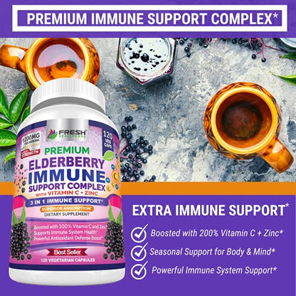 FRESH HEALTHCARE Elderberry Capsules - High Potency Black Elderberry with Zinc FRESH HEALTHCAREBuy Supplements Australia