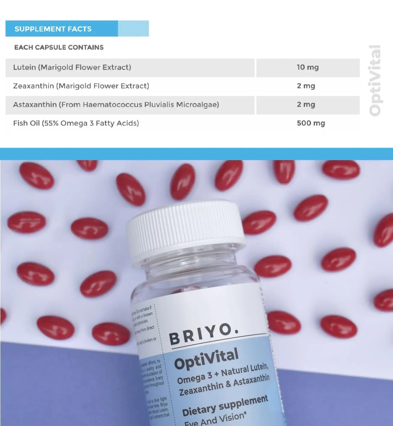 Briyo OptiVital Eye Health Supplement – Lutein, Zeaxanthin, Astaxanthin & Omega-3 from Natural Sources – Supports Vision BriyosisBuy Supplements Australia