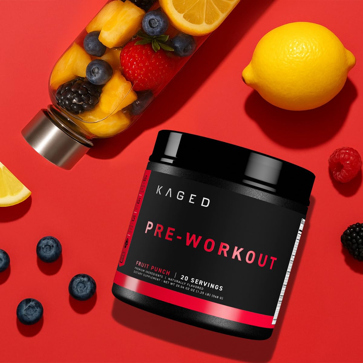 Kaged Stimulant Free Pre Workout Powder | Fruit Punch | Pre-Kaged | Formulated with Creatine, Beta Alanine | No Jitters | 20 Servings