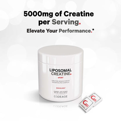 Codeage Liposomal Creatine Powder Supplement, Pure Creatine Monohydrate 5000mg, Pre Workout & Post Workouts - Unflavored Creatine, Micronized Creatine Powder - Creatinine for Sports - 30 Servings CodeageBuy Supplements Australia