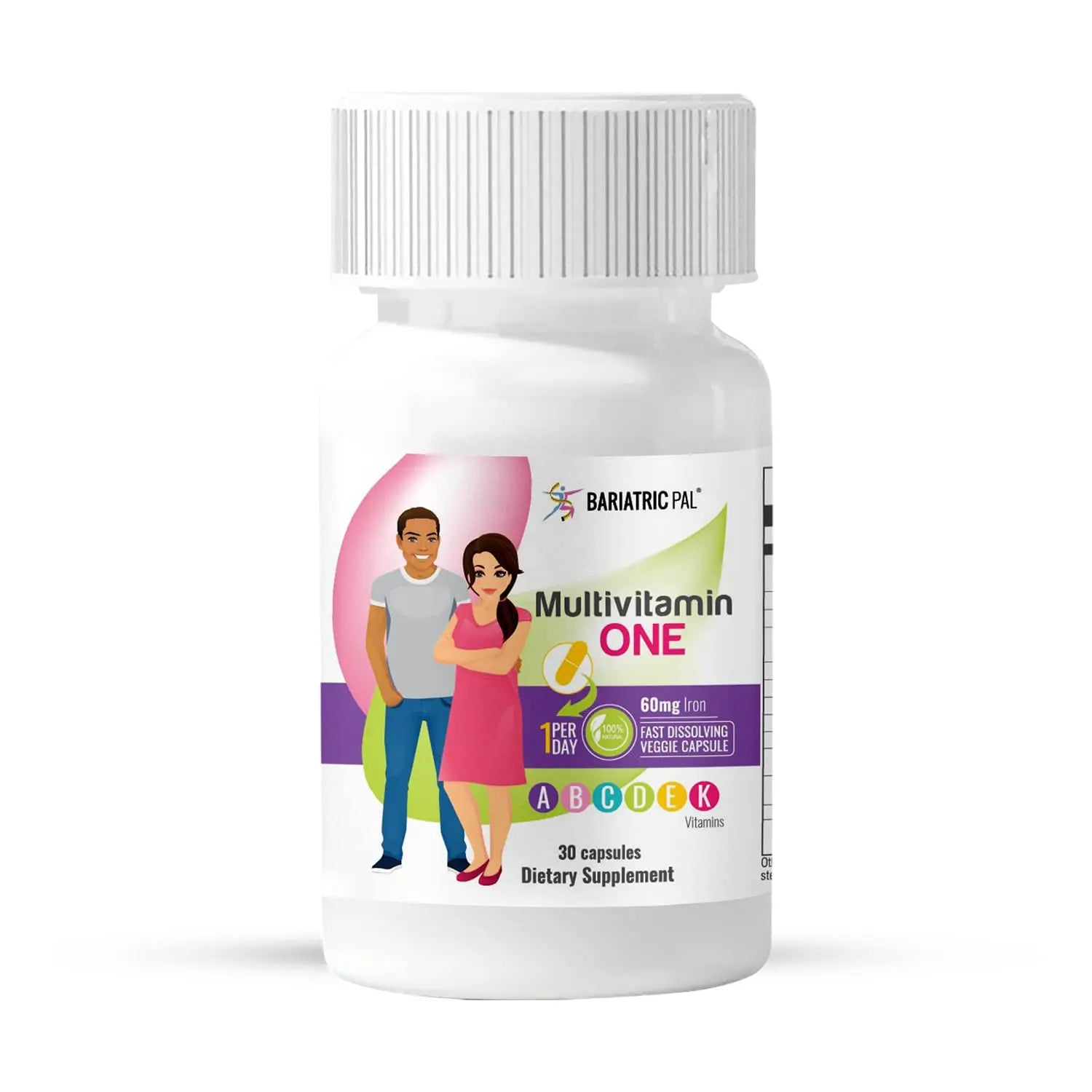 BariatricPal 30-Day Bariatric Vitamin Bundle Multivitamin ONE 1 per Day! Capsule with 60mg Iron Easy Swallow Calcium Citrate BariatricPal