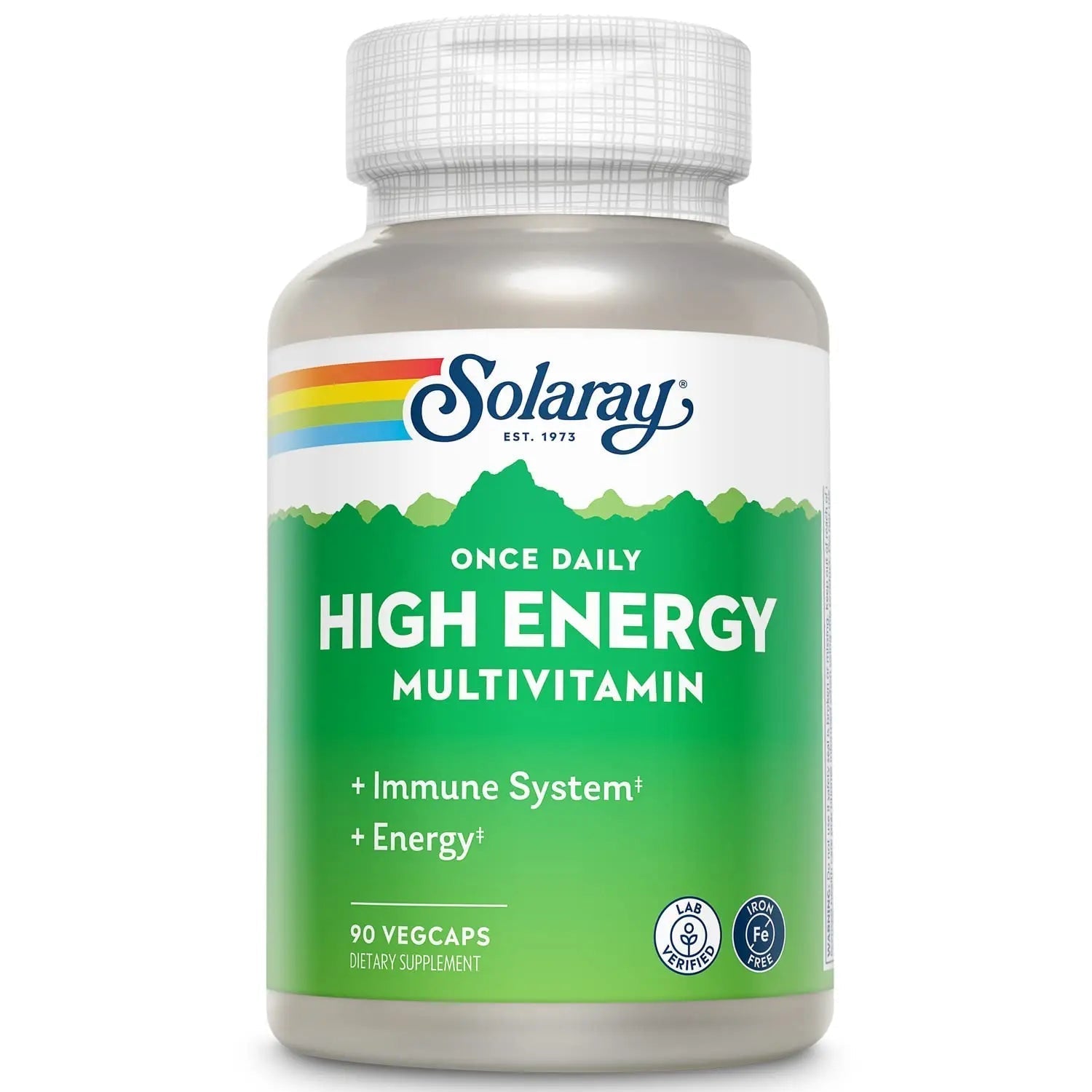 SOLARAY Once Daily High Energy Multivitamin, Iron Free, Immune System and Energy Support, Whole Food and Herb Base Ingredients SOLARAY