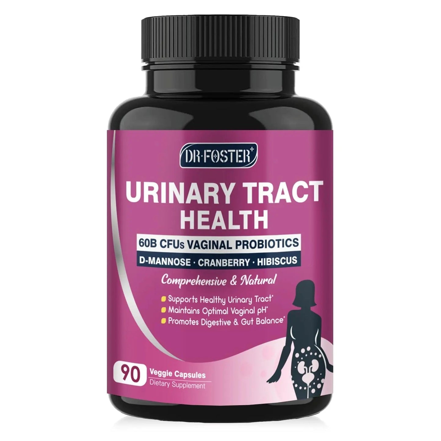 DRFOSTER Urinary Tract Health for Women, Vaginal Probiotics for Women pH Balance with D-Mannose, Cranberry, Probiotics and Prebiotics for Digestive Helath 90 Veggie Capsules DRFOSTERBuy Supplements Australia