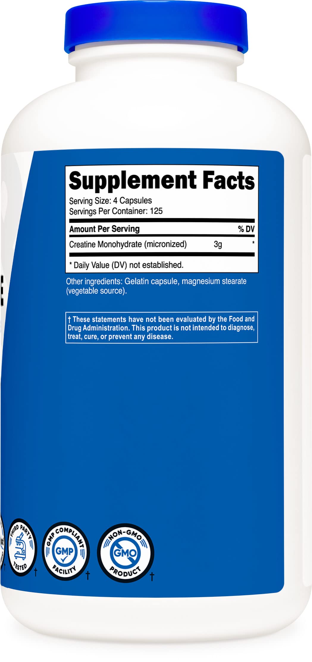 Nutricost Creatine Monohydrate 3000mg (750mg Per Cap), 500 Capsules (3 Bottles) NutricostBuy Supplements Australia