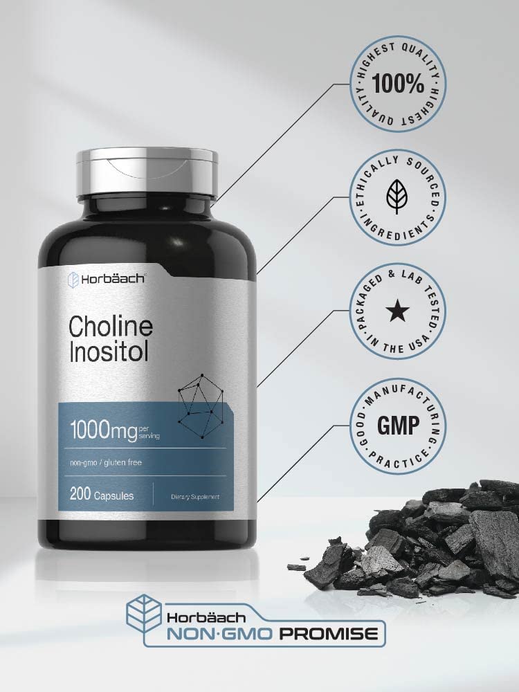 Choline Inositol 1000mg Supplement | 200 Capsules | Non-GMO, Gluten Free | by Horbaach HorbäachBuy Supplements Australia