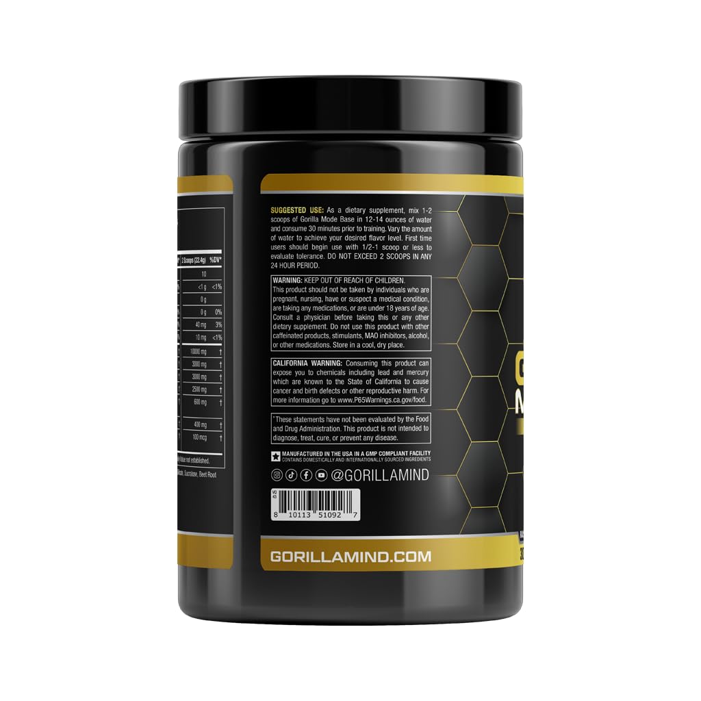Gorilla Mode Base Pre Workout - Raises Nitric Oxide · Intense Focus & Drive · Endurance Gorilla MindBuy Supplements Australia