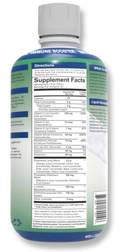 Wellgenix Immune Essentials - Multivitamin Liquid for Men, Women & Kids - Vegan Supplement with Vitamins C, D Elderberry Zinc WellgenixBuy Supplements Australia