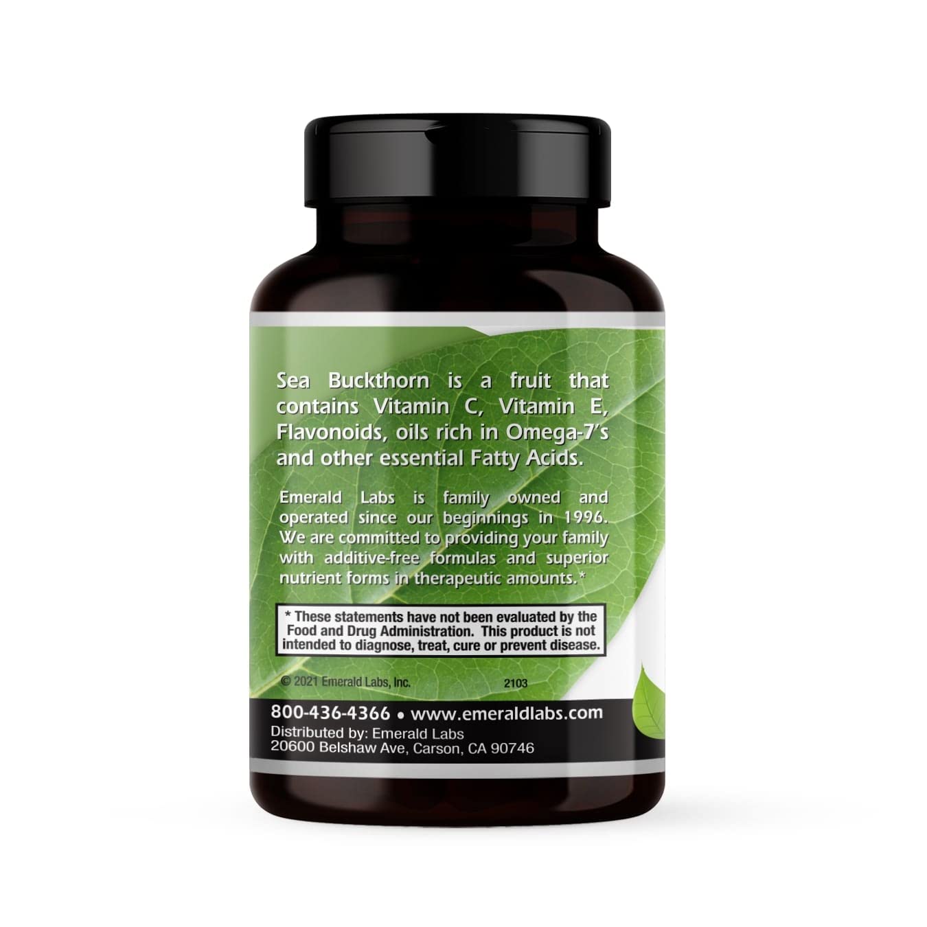 EMERALD LABS Sea Buckthorn - Dietary Supplement with Vitamins C, E & Omega 7 - Supports Adrenal, Energy, Skin & Immune Health - 60 Vegetable Capsules (30-Day Supply) EMERALD LABSBuy Supplements Australia