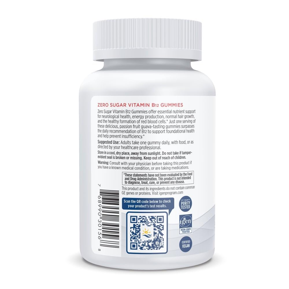 Nordic Naturals Zero Sugar Vitamin B12 Gummies - 2000 mcg Vitamin B12 per Gummy, Passion Fruit Guava Flavor - 30 Gummies, Essential Nutrient Support for Energy Production and Brain Health, 30 Servings Nordic NaturalsBuy Supplements Australia