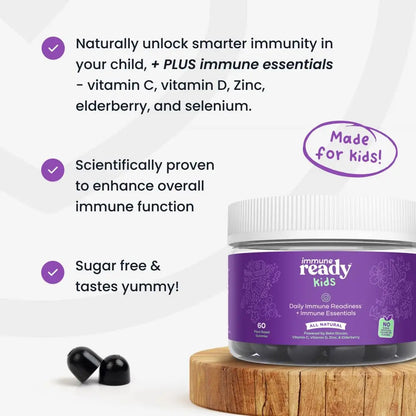 Immune Ready™ Kids Multivitamin Gummies – Mixed Berry Flavor – Sugar-Free Daily Kids Immune Support with Beta Glucan, Elderberry Immune ReadyBuy Supplements Australia