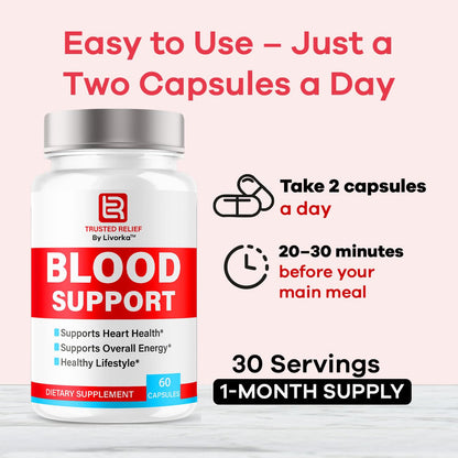 Trusted Relief Blood Support Capsules - Official TrustedRelief Blood Support Vitamin Pills, Natural Trusted Relief Advanced Premium Formula Wellness & Overal Health, 60 Capsules for 1 Month LIVORKABuy Supplements Australia
