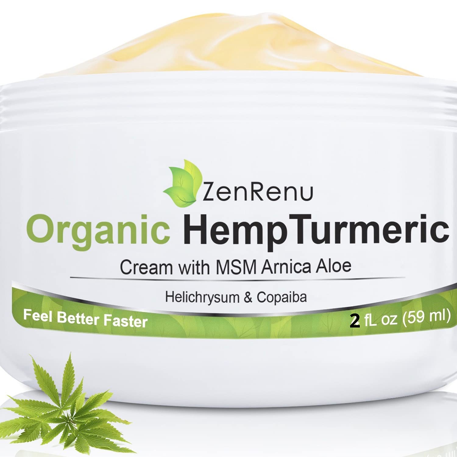 Zenrenu Hemp Joint & Muscle Relief Cream with Turmeric, Arnica, MSM, Hemp Oil & 7 Essential Oils - Non-Greasy & Soothing Formula for Back, Neck, Elbows, Knees, & Hip - ZenRenu, 2 oz ZenrenuBuy Supplements Australia