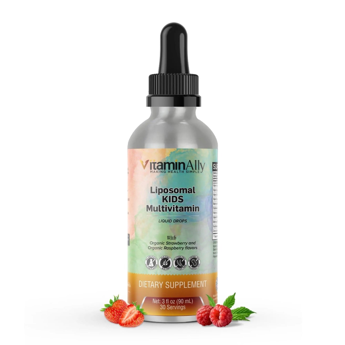 Vitaminally Liposomal Kids Liquid Multivitamin | Non-GMO | Clean | Sugar Free | Gluten Free | Organic Berry Flavors | Vitaminally