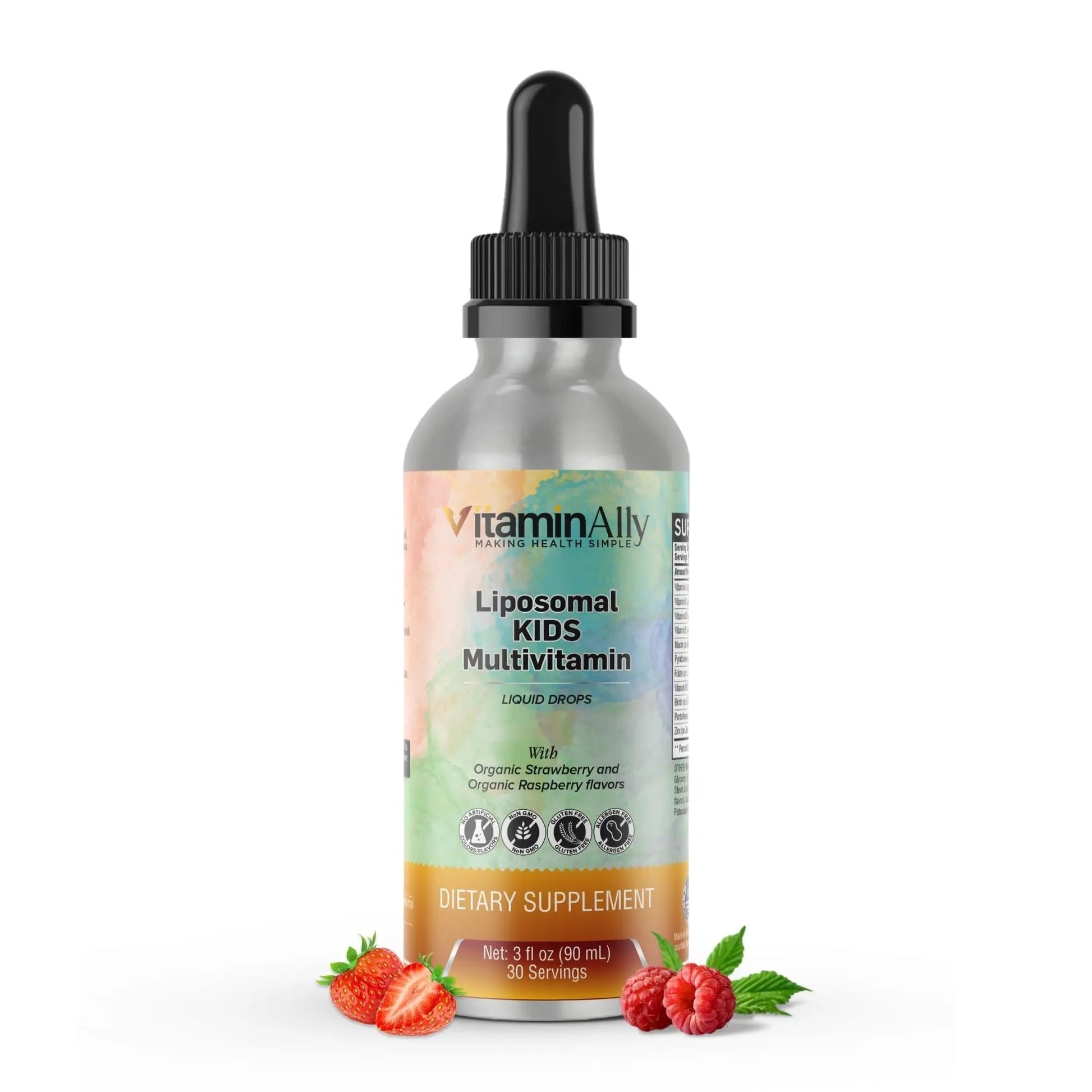 Vitaminally Liposomal Kids Liquid Multivitamin | Non-GMO | Clean | Sugar Free | Gluten Free | Organic Berry Flavors | Vitaminally