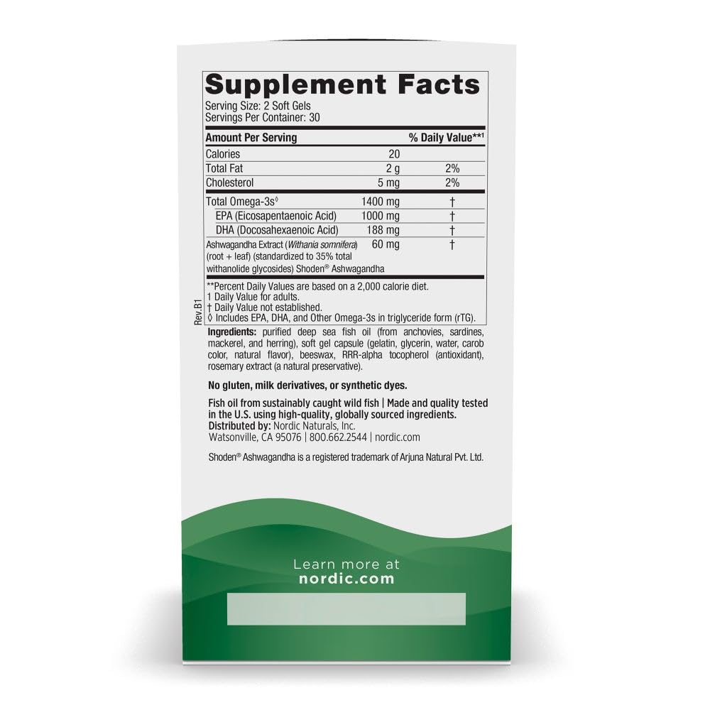 Nordic Naturals Mood Support Omega Blend - Unflavored - 60 Soft Gels - 1400 mg Omega-3 Supplement with EPA & DHA - Promotes Balanced Mood and Serenity - Non-GMO - 30 Servings Nordic NaturalsBuy Supplements Australia