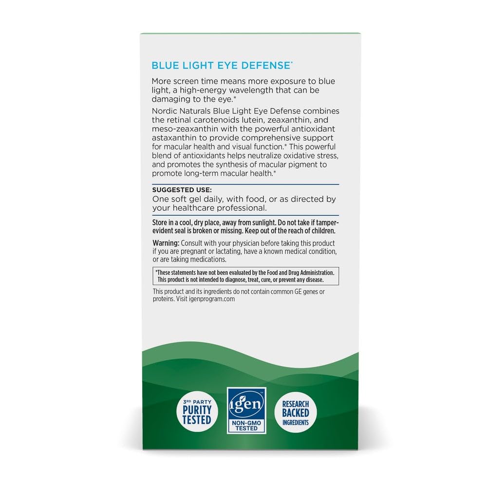 Nordic Naturals Blue Light Defense - 60 Soft Gels - Four Phytonutrients with Complementary Antioxidant Capacities - Supports Retinal Health, Visual Function - Non-GMO - 60 Servings Nordic NaturalsBuy Supplements Australia