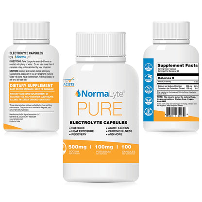 NormaLyte Electrolyte Capsules - Replenish Electrolytes for Peak Performance - Hydration Salt Pills with Essential Minerals for Energy Boost, and Muscle Recovery - 100ct/Bottle NormaLyteBuy Supplements Australia