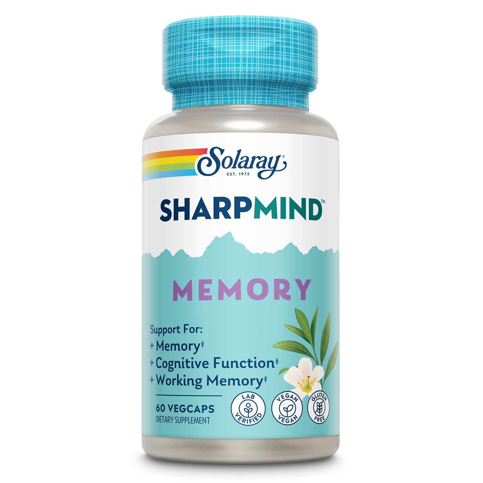 SOLARAY SharpMind Memory Formula - Brain Supplements for Memory and Focus - Cognivia, Gotu Kola & Chaga Mushroom Supplement - Ginkgo Biloba Alternative - 60-Day Guarantee - 30 Servings, 60 VegCaps SOLARAYBuy Supplements Australia