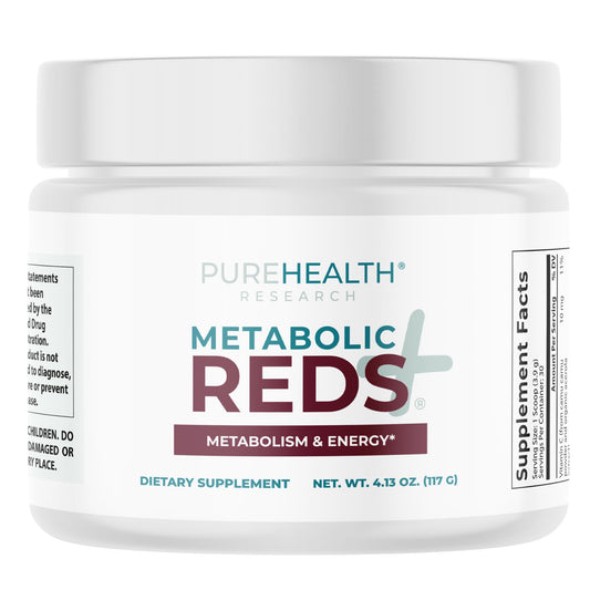 PUREHEALTH RESEARCH Metabolic Reds - Organic Superfood Powder Supplement - Fruit, Veggie, Adaptogenic, Probiotic Blends & More - for Metabolism & Energy Support - 4.13 Oz. - 30 Servings PUREHEALTH RESEARCHBuy Supplements Australia