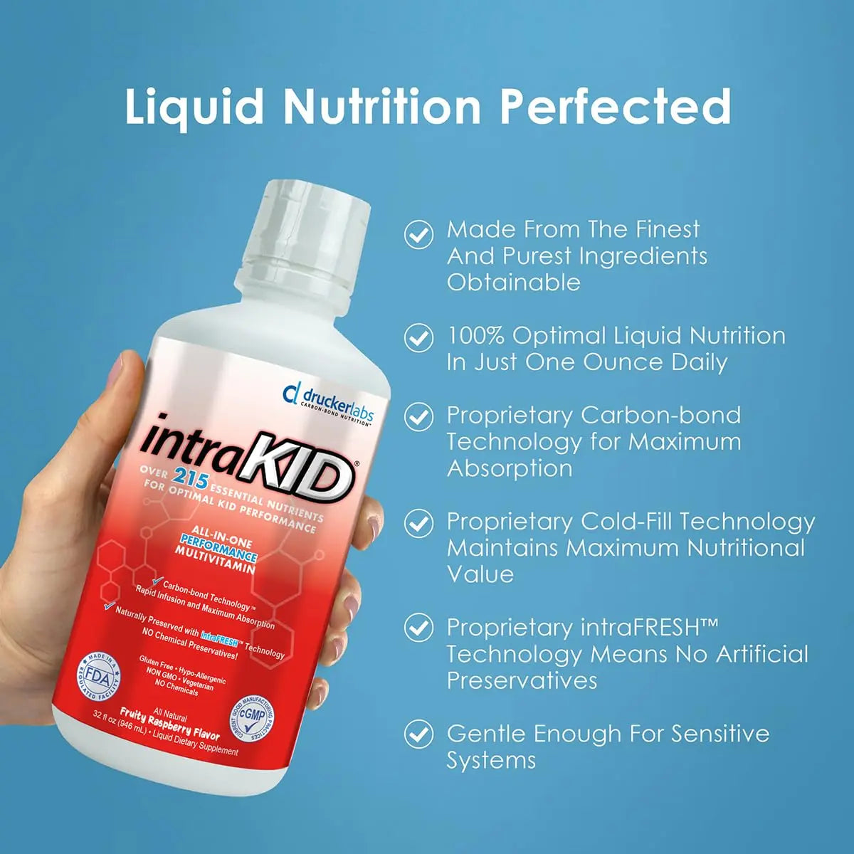 intraKID Drucker Labs Organic Liquid Multivitamin for Kids, Immune Support, Non GMO, Dairy Free, Gluten Free, Magnesium, Vitamin A,C,E, Zinc intraKIDBuy Supplements Australia