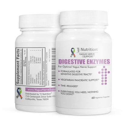 TJ Nutrition Digestive Enzymes for Sensitive Stomachs - Supports Vagus Nerve, Vegetarian Pancreatic Support, Timed Release Formula for Optimal Gut Health, Enhances Food Digestion & Gut Flora TJ NutritionBuy Supplements Australia