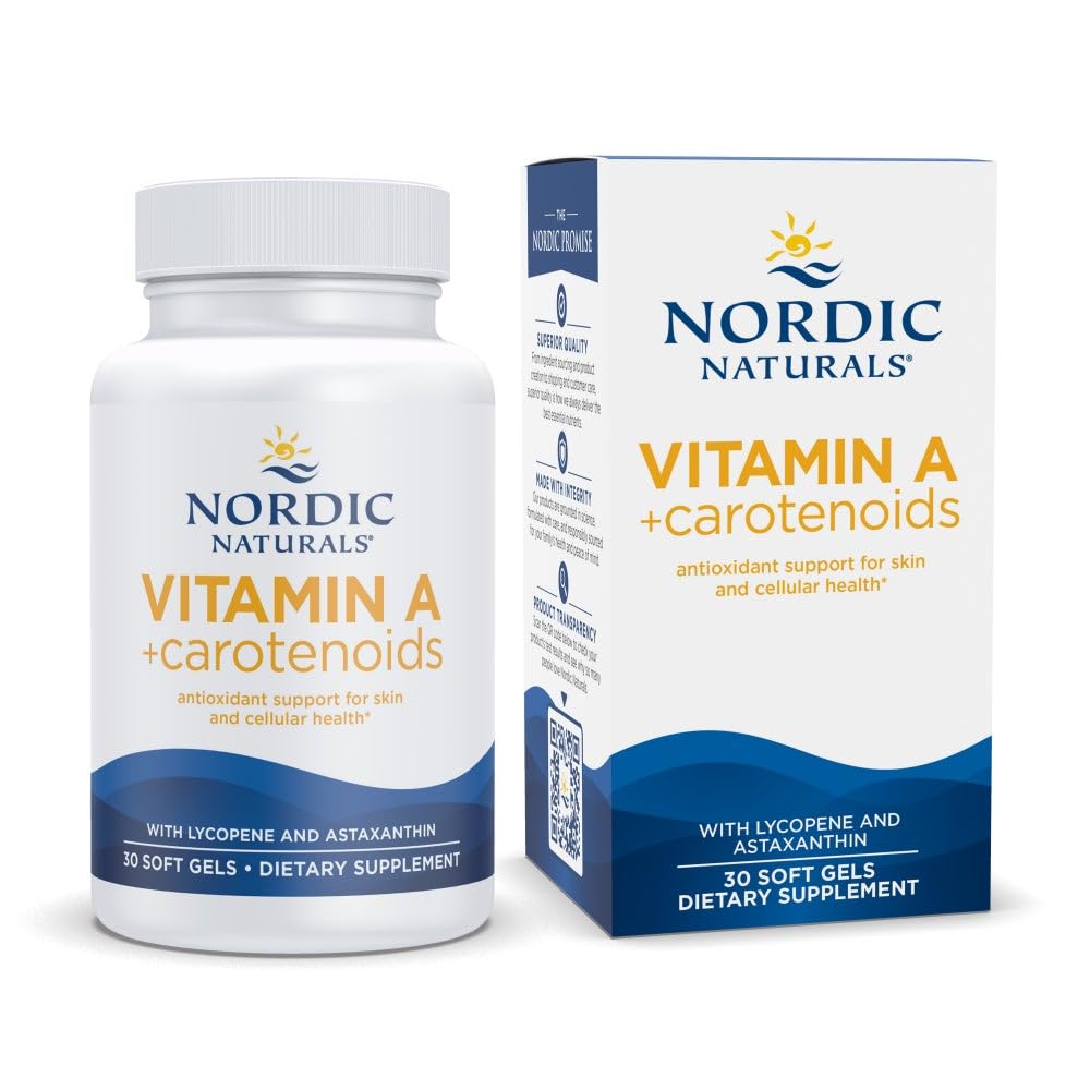 Nordic Naturals Vitamin A + Carotenoids, Unflavored - 30 Soft Gels - Lycopene & Astaxanthin - Supports Skin, Cellular Health - Non-GMO - 30 Servings Nordic NaturalsBuy Supplements Australia
