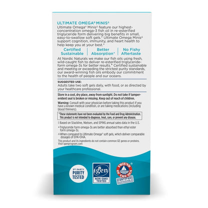 Nordic Naturals Ultimate Omega Minis, Strawberry Flavor - 60 Minis Soft Gels - 1120 mg Omega-3 - High-Potency Fish Oil Supplement - EPA & DHA - Promotes Brain & Heart Health - 30 Servings Nordic NaturalsBuy Supplements Australia