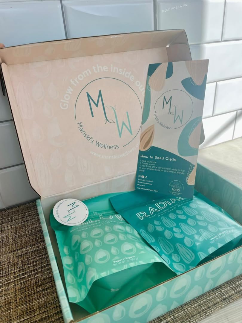 Manski's Wellness Glow & Radiant Seed Cycle Kit | PMS Support | Organic Seed Cycling | Natural Hormone Balance | Ease Cramps | Mitigate Cycle Symptoms | Vegan Supplement Manski's WellnessBuy Supplements Australia