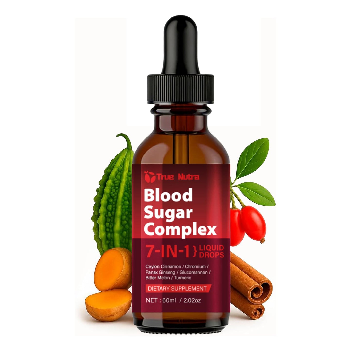 true nutra Blood Sugar Complex, 7-in-1 Formula Blood Sugar Support Supplement with Berberine, Ceylon Cinnamon, Chromium, Bitter Melon, Turmeric, Ginseng, Glucomannan (1PCS) true nutraBuy Supplements Australia