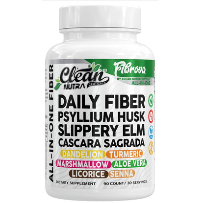 Fiber Supplement Capsules Slippery Elm Psyllium Husk Cascara Sagrada Dandelion Root Turmeric Supplement Aloe Vera Licorice Senna Marshmallow Root Digestive Health Cleanse 90 Pills by Clean Nutra Clean NutraceuticalsBuy Supplements Australia