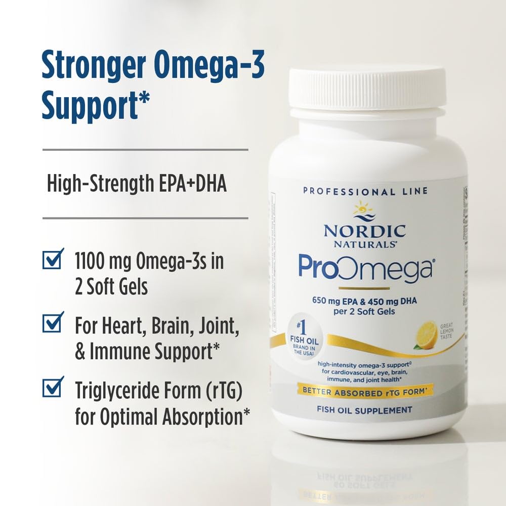 Nordic Naturals ProOmega, Lemon Flavor - 210 Soft Gels - 1000 mg Omega-3 - High-Potency Fish Oil with EPA & DHA - Promotes Brain, Eye, Heart, & Immune Health - Non-GMO - 105 Servings Nordic NaturalsBuy Supplements Australia