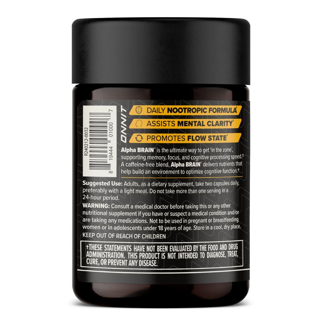 ONNIT Alpha Brain Nootropic Capsules for Men & Women, IGEN Non-GMO Tested Memory, Focus & Mental Clarity, with L-Theanine and Vitamin B6, 30 Count Each, Pack of 3 (90 Capsules) ONNITBuy Supplements Australia