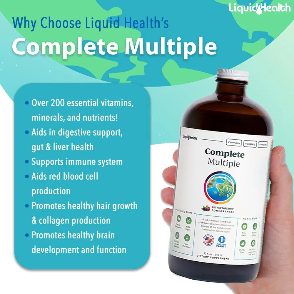 LIQUIDHEALTH Complete Multiple Adult Liquid Multivitamin - Essential Vitamins, Minerals & Nutrients, Immune Support, Gut Health, Energy, Detox LIQUIDHEALTH