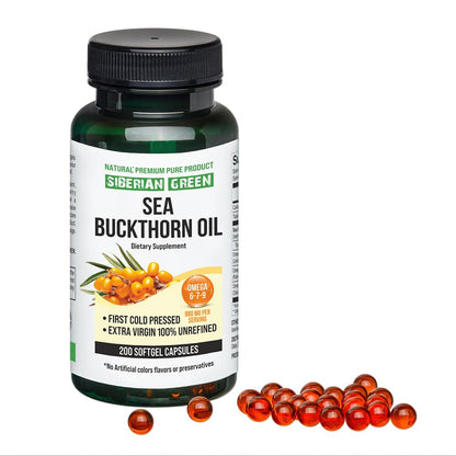Siberian Sea Buckthorn Oil Capsules 200 Softgels | from Wild-harvested Siberian Sea Siberian GreenBuy Supplements Australia