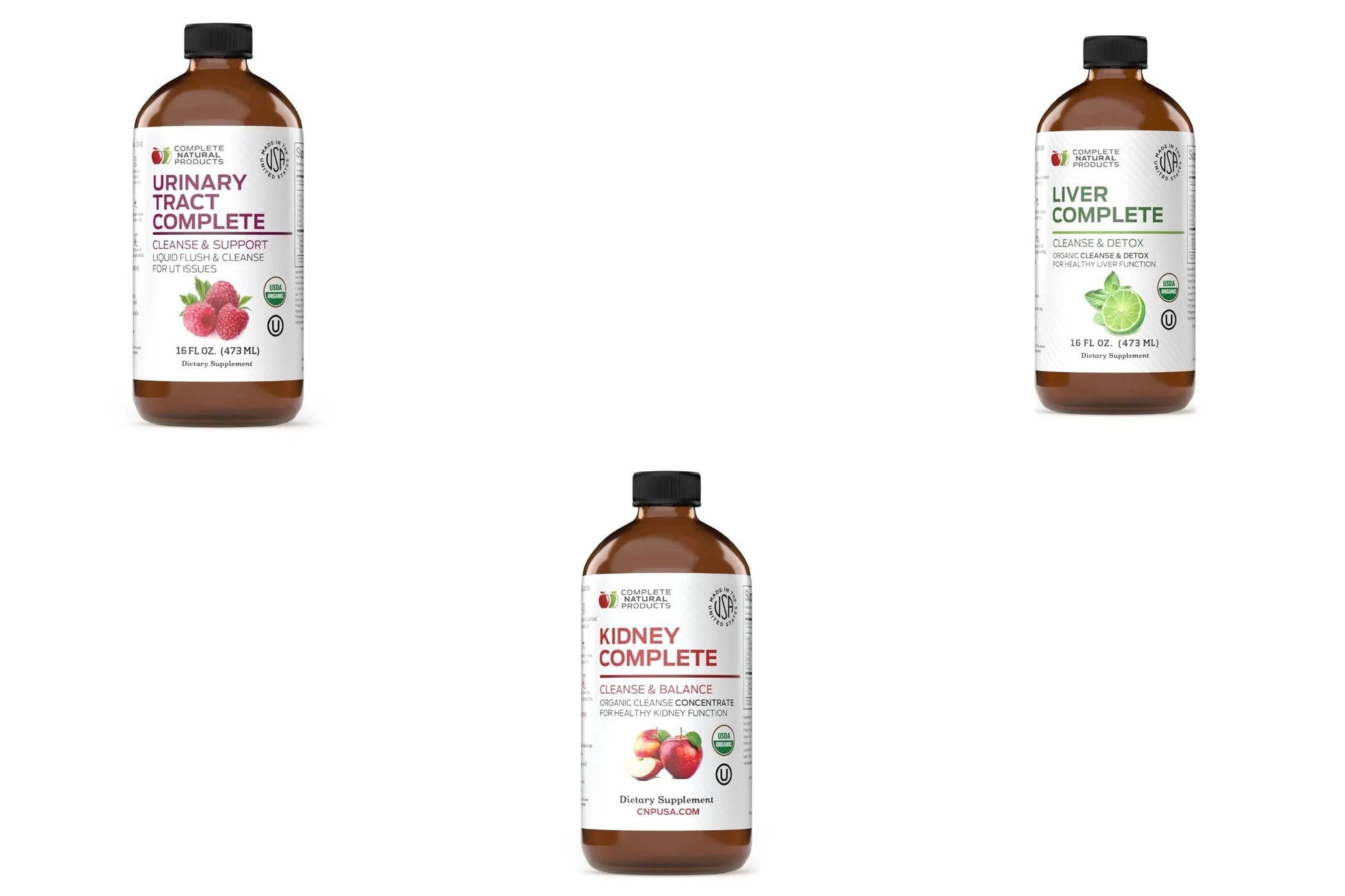 Complete Natural Urinary Tract Complete 12oz, Liver Complete 16oz, Kidney Complete 12oz Bundle Complete Natural ProductsBuy Supplements Australia