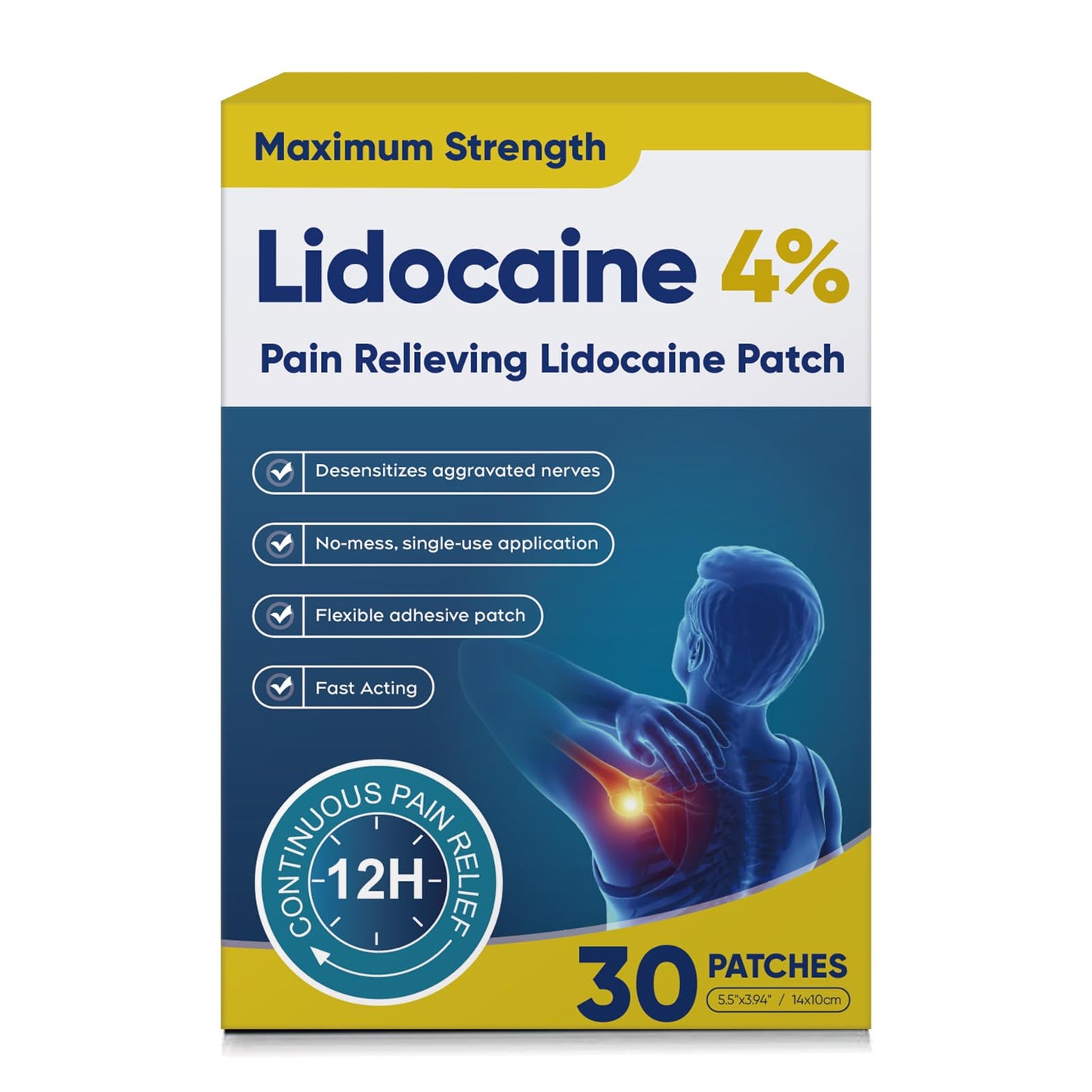 YOAPA Teemofe 4% Lidocaine Patches, Maximum Strength Pain Relieving Patch for Back, Neck, Shoulder, Knee and Muscle Soreness - 12 Hour Efficient Relief-009 YOAPABuy Supplements Australia