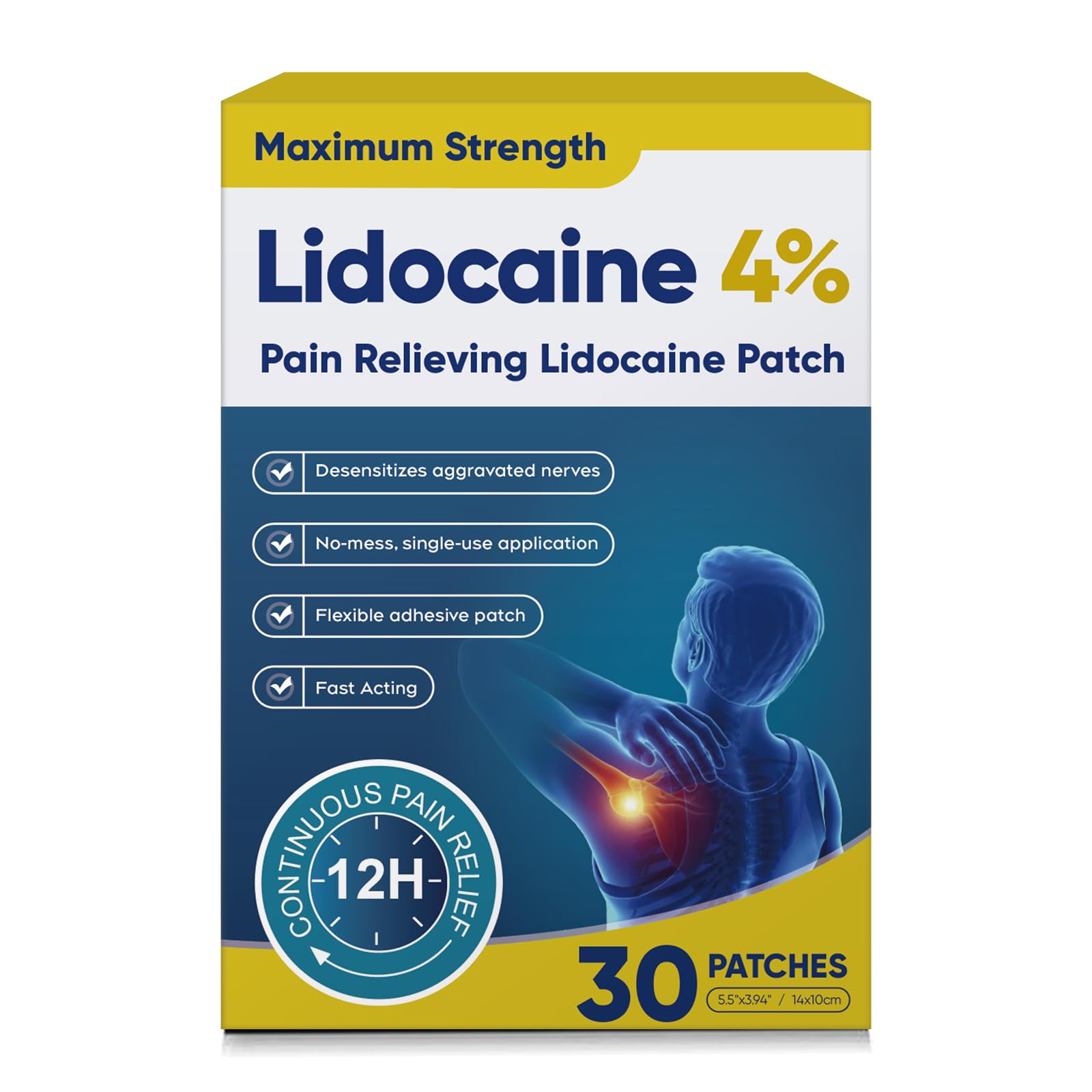 Teemofe 4% Lidocaine Pain Relief Patches – Maximum OTC Strength, Fast-Acting Targeted Relief, 30 Count, for Muscle & Joint Discomfort-0306 TeemofeBuy Supplements Australia