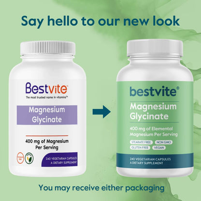 BESTVITE Filler-Free Magnesium Glycinate - 400mg of Magnesium per Serving (240 Veg Caps)- Chelated Bisglycinate for Muscle, Relaxation, Stress & Sleep Support* - For Men & Women - No Stearates - Vegan BESTVITEBuy Supplements Australia