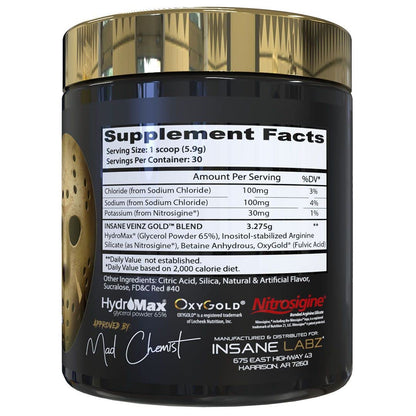 Insane Labz Psychotic Gold and Insane Veinz Gold Pre Workout Nitric Oxide Booster Stack Insane LabzBuy Supplements Australia