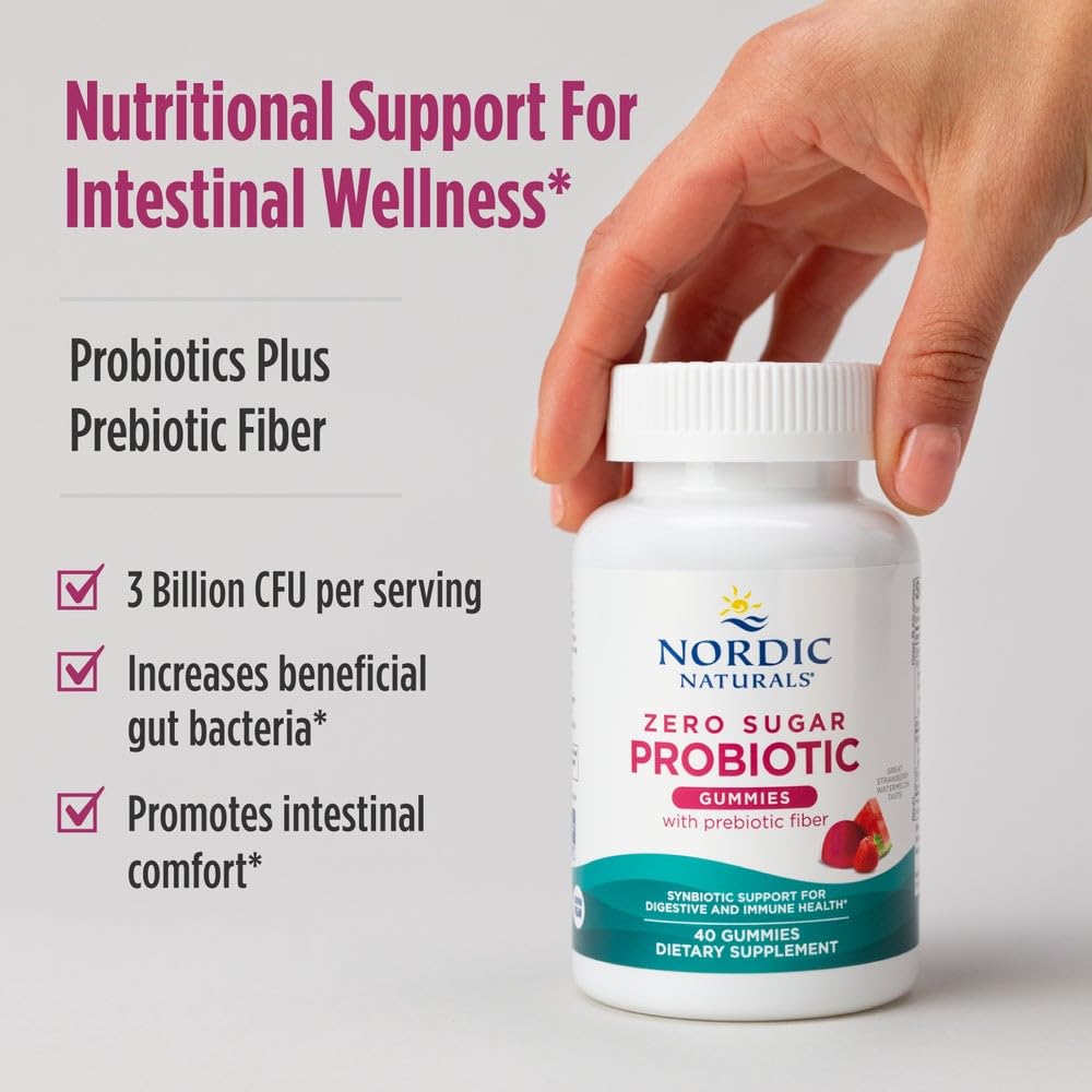 Nordic Naturals Vegan Probiotic Gummies Bundle - Zero Sugar Kids Probiotic Gummies - Strawberry Watermelon Flavor - 30 Gummies, Zero Sugar Probiotic Gummies - Strawberry Watermelon Flavor - 40 Gummies Nordic NaturalsBuy Supplements Australia