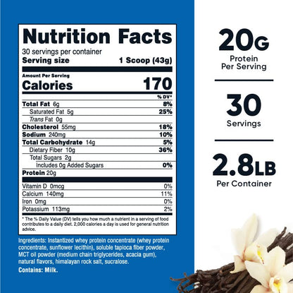 Nutricost Meal Replacement Shake Powder (Vanilla), 30 Servings - Protein, Non-GMO NutricostBuy Supplements Australia