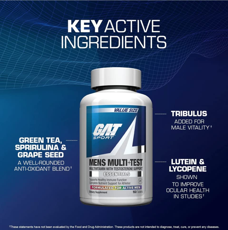 GAT SPORT Men's Multi + Test, Premium Multivitamin Tablets (60 Count) GAT SPORTBuy Supplements Australia