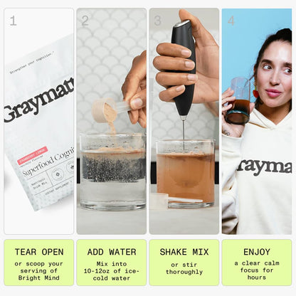 Graymatter Bright Mind Nootropic Powder (6 Travel Packets Variety Pack: Cacao, Tangerine, Strawberry Lemon) – Plant-Based Energy & Focus Drink Mix, Adaptogens & Vitamins, Sugar-Free Daily Supplement GraymatterBuy Supplements Australia